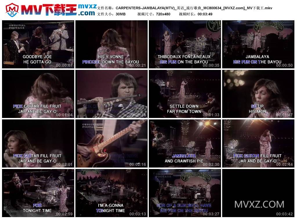 CARPENTERS-JAMBALAYA(MTV)_英语_流行歌曲_MC800634